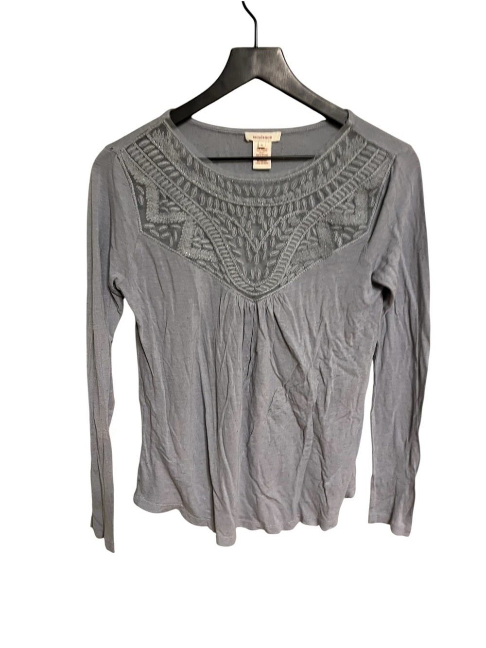 Sundance blue-Gray Embroidered Long-Sleeve Tee size small